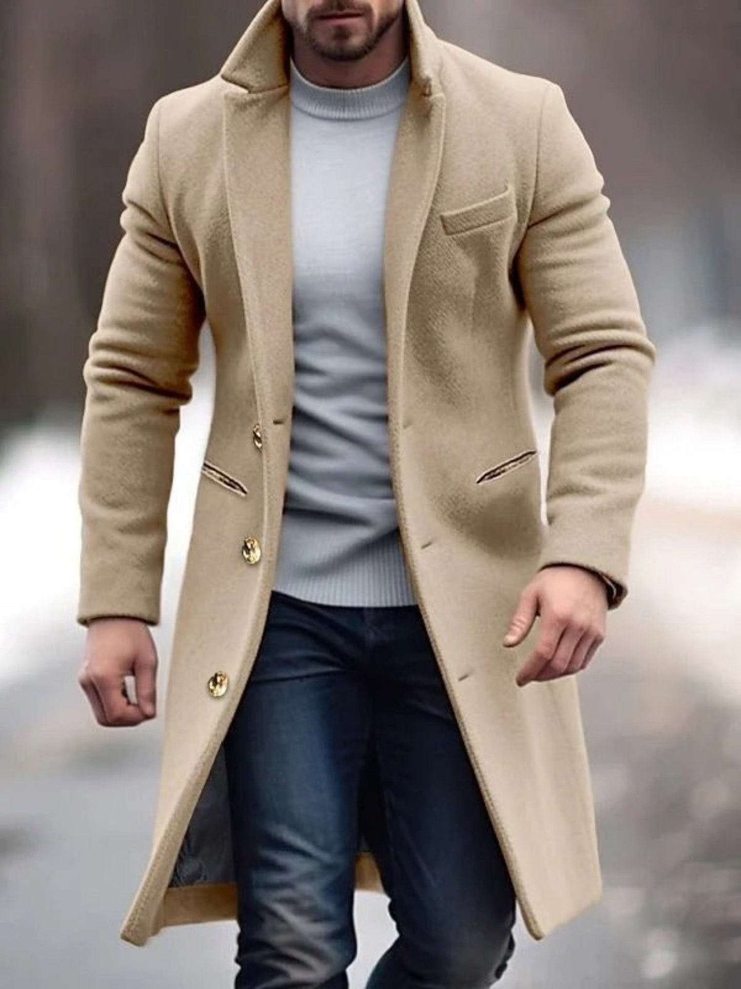 Lucien | Long Wool Coat – Elegant Timeless Style for Men-3