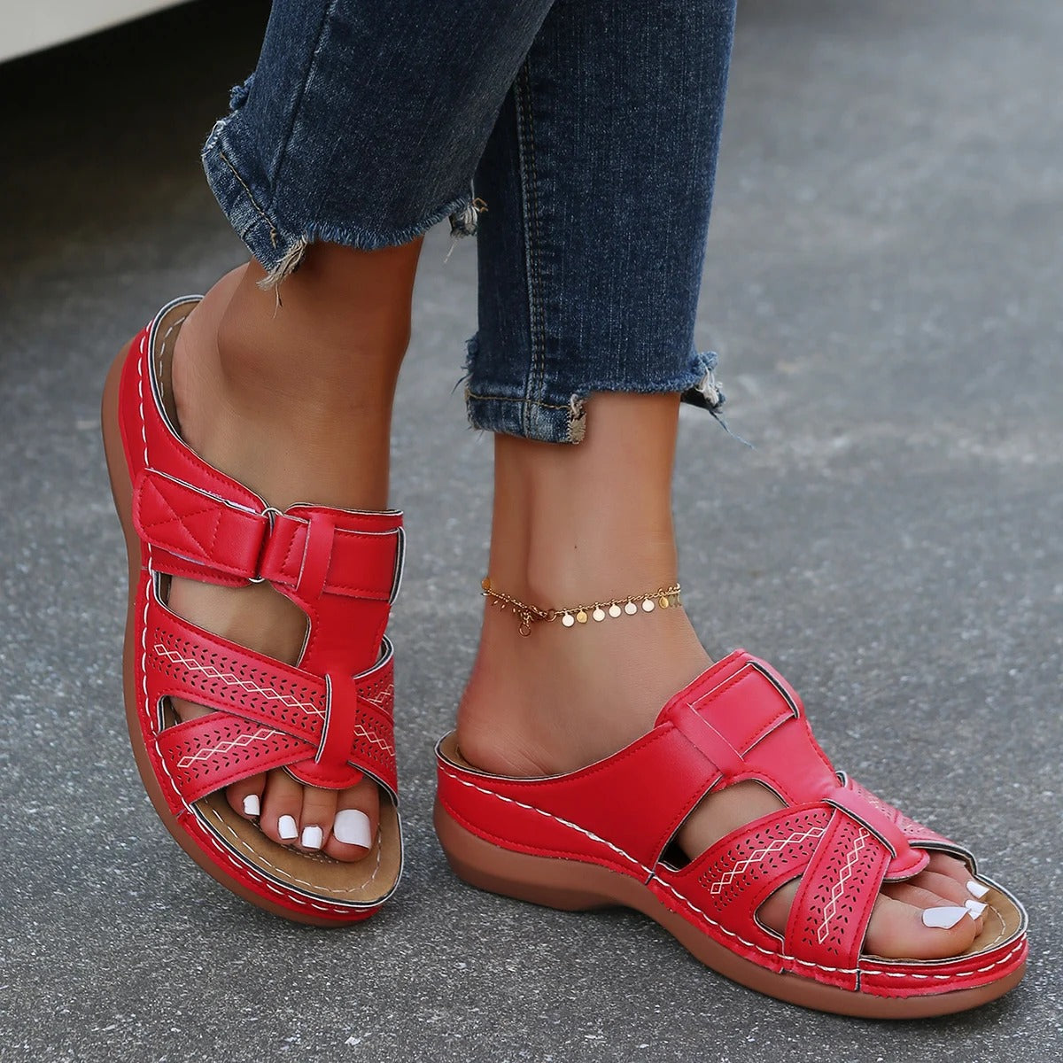 Evelyn | Orthopedic Leather Sandals with Strap Restraint
