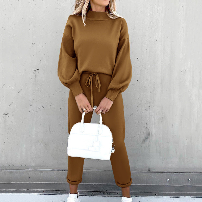 Variant image for Soft Knit Women's Loungewear Set - High-Neck Pullover & Drawstring Pants-29