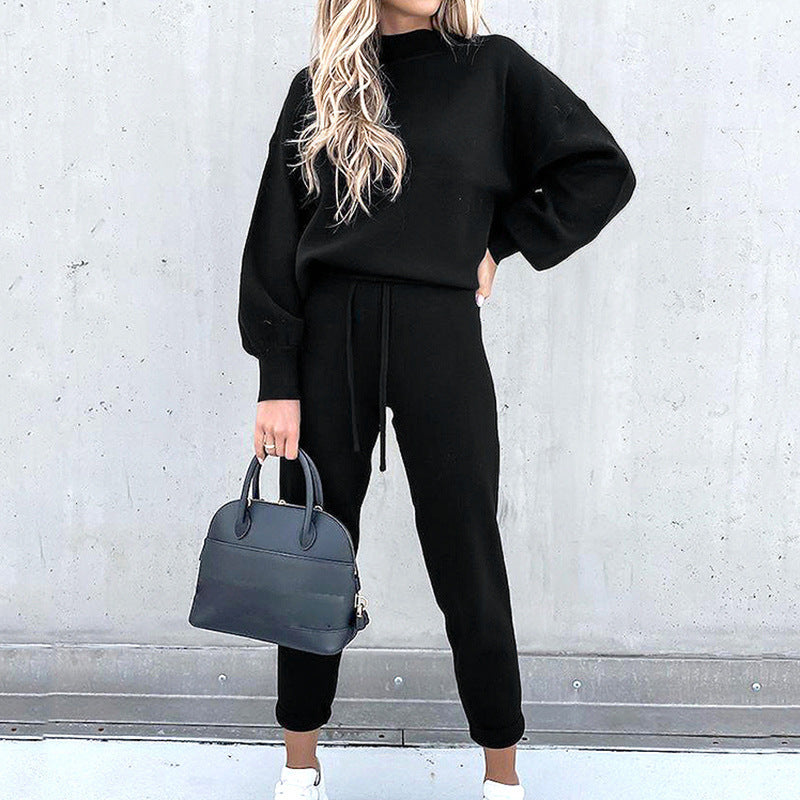 Variant image for Soft Knit Women's Loungewear Set - High-Neck Pullover & Drawstring Pants-22