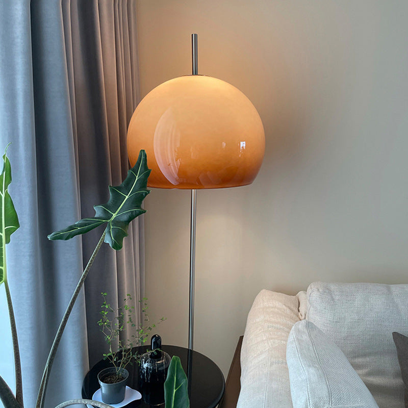 NostalgiaGlow | Contemporary Retro Mushroom Hardware Glass 2-Light Floor Lamp for the Living Room