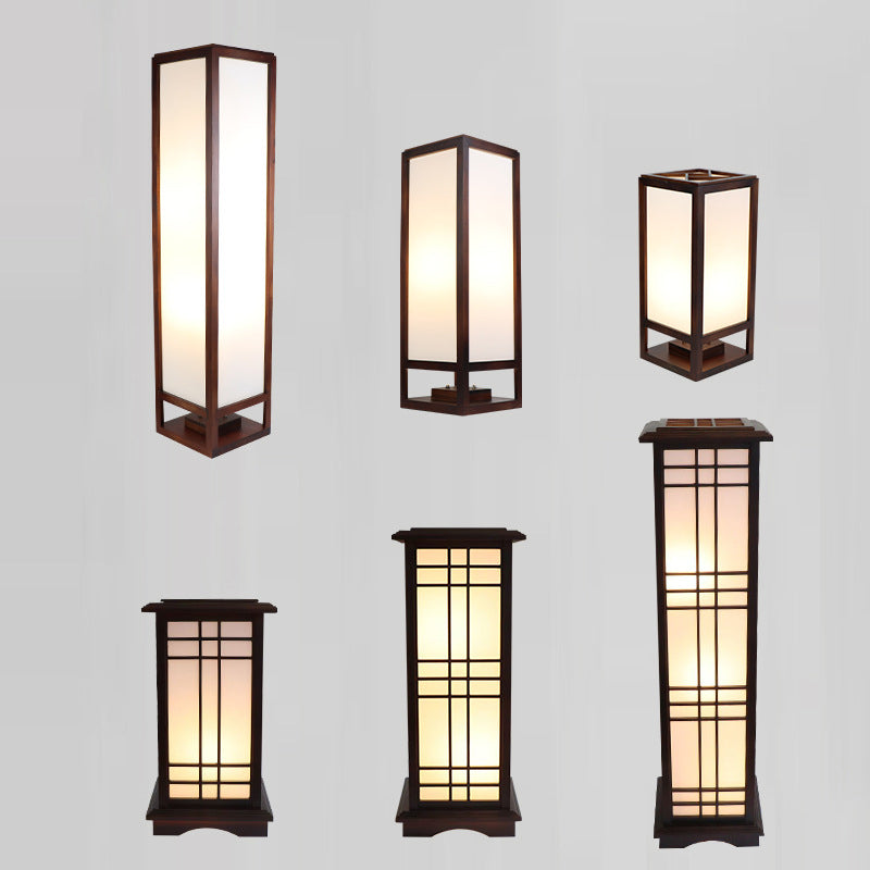 HanLume | Wooden Floor Lamp with Classic Parchment Shade