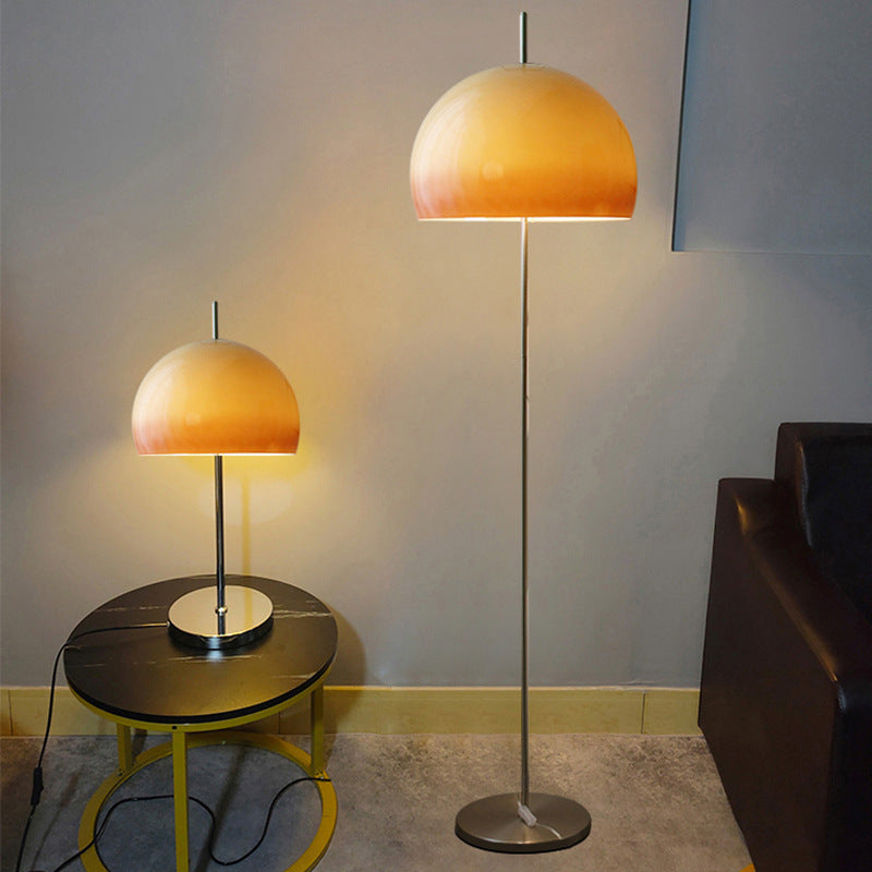 NostalgiaGlow | Contemporary Retro Mushroom Hardware Glass 2-Light Floor Lamp for the Living Room