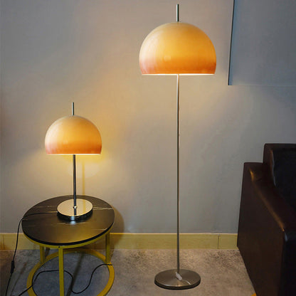 NostalgiaGlow | Contemporary Retro Mushroom Hardware Glass 2-Light Floor Lamp for the Living Room