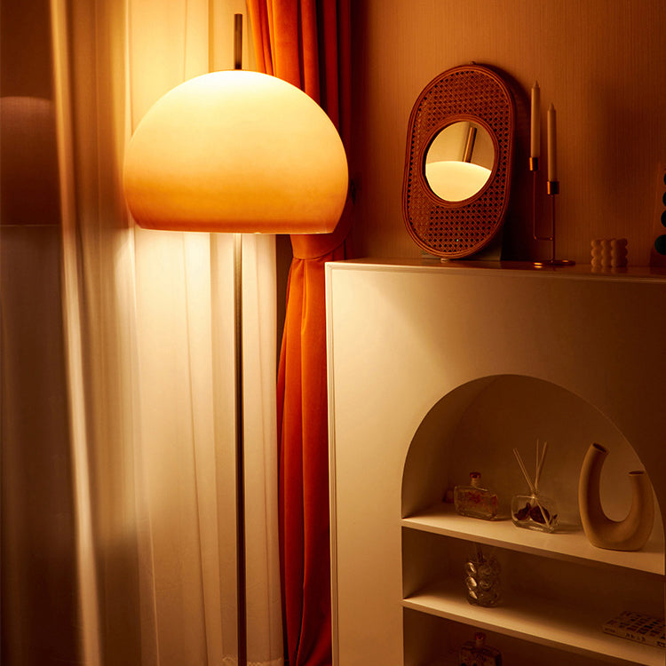 NostalgiaGlow | Contemporary Retro Mushroom Hardware Glass 2-Light Floor Lamp for the Living Room