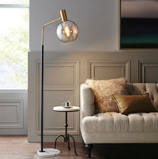 LumiMarble | Nordic Minimalist Glass Dome Shade Marble Base 1-Light Floor Lamp