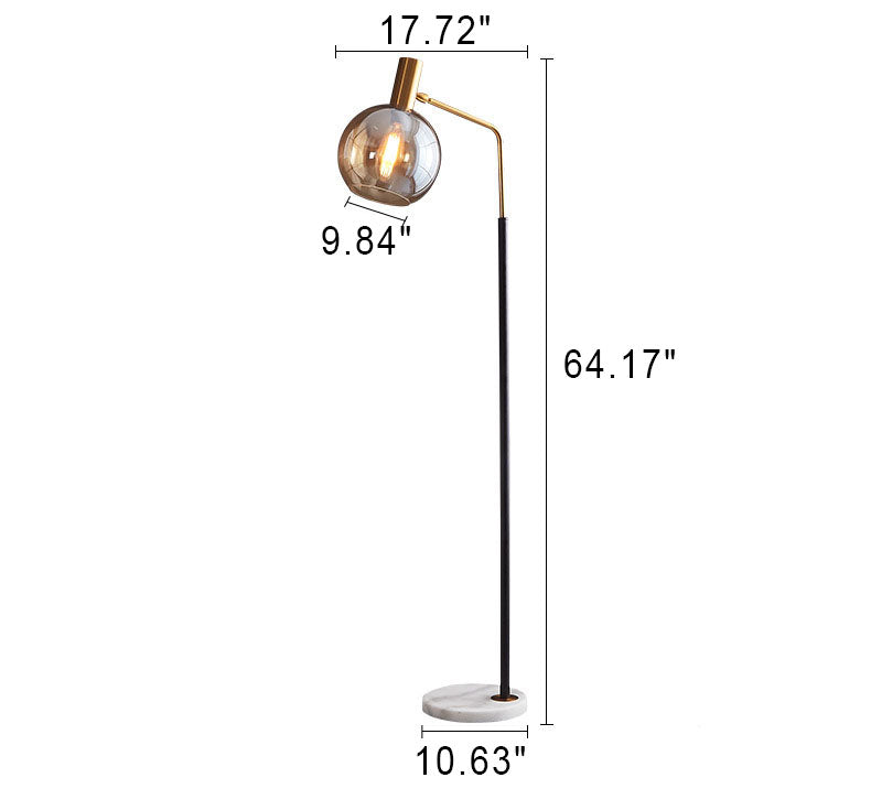LumiMarble | Nordic Minimalist Glass Dome Shade Marble Base 1-Light Floor Lamp
