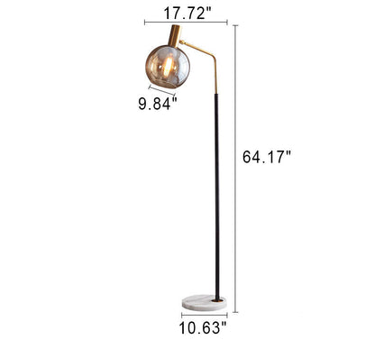 LumiMarble | Nordic Minimalist Glass Dome Shade Marble Base 1-Light Floor Lamp