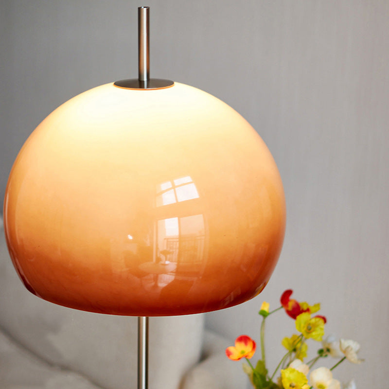 NostalgiaGlow | Contemporary Retro Mushroom Hardware Glass 2-Light Floor Lamp for the Living Room