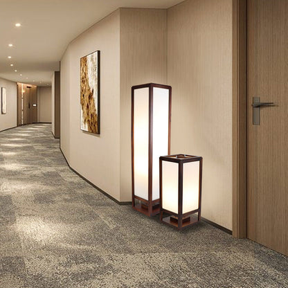 HanLume | Wooden Floor Lamp with Classic Parchment Shade