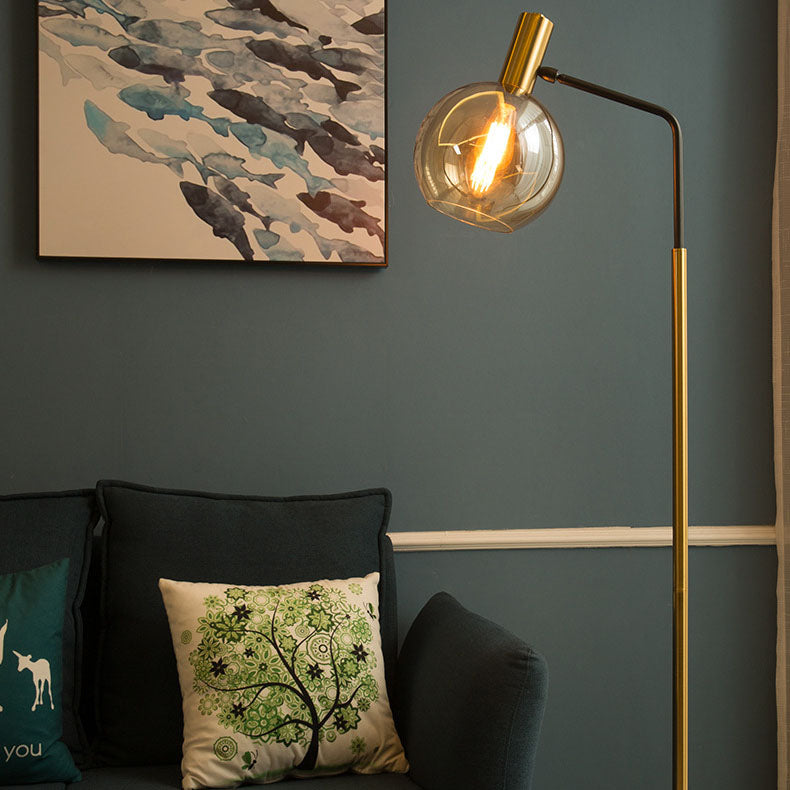 LumiMarble | Nordic Minimalist Glass Dome Shade Marble Base 1-Light Floor Lamp