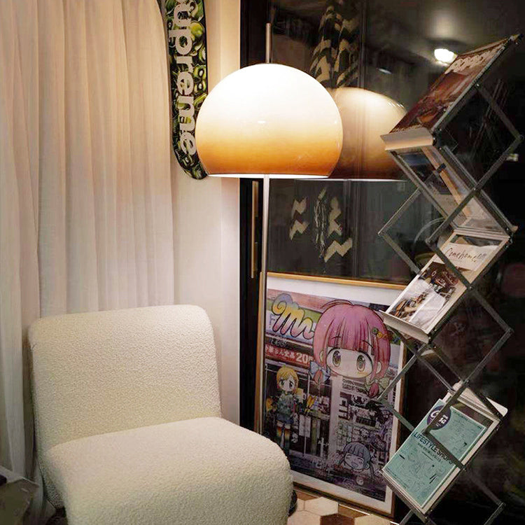 NostalgiaGlow | Contemporary Retro Mushroom Hardware Glass 2-Light Floor Lamp for the Living Room