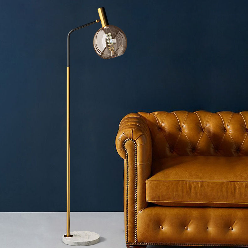 LumiMarble | Nordic Minimalist Glass Dome Shade Marble Base 1-Light Floor Lamp