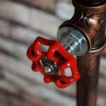 CopperBeam | Industrial Steampunk Copper Water Pipe 2-Light Floor Lamp