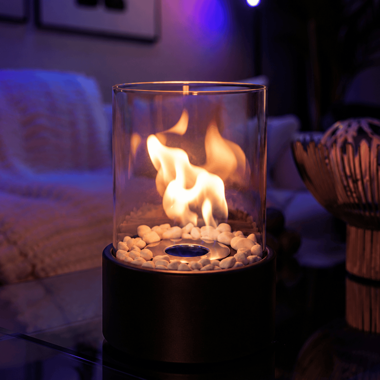 GlowEdge | Portable Glass Fireplace for Modern Indoor & Outdoor Ambience