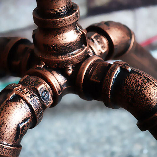 CopperBeam | Industrial Steampunk Copper Water Pipe 2-Light Floor Lamp