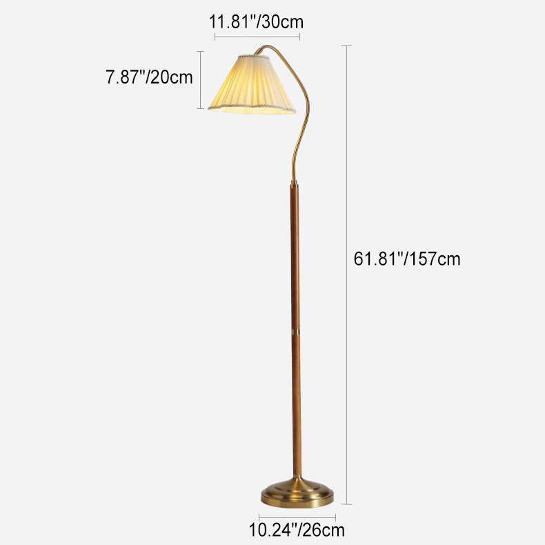 GlowLodge | Japanese Vintage Flower Solid Wood Iron Fabric 1-Light Floor Lamp
