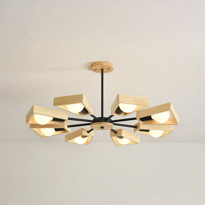 WoodHalo | Modernist Wooden Chandelier Ceiling Light