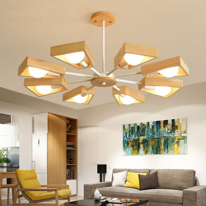 WoodHalo | Modernist Wooden Chandelier Ceiling Light