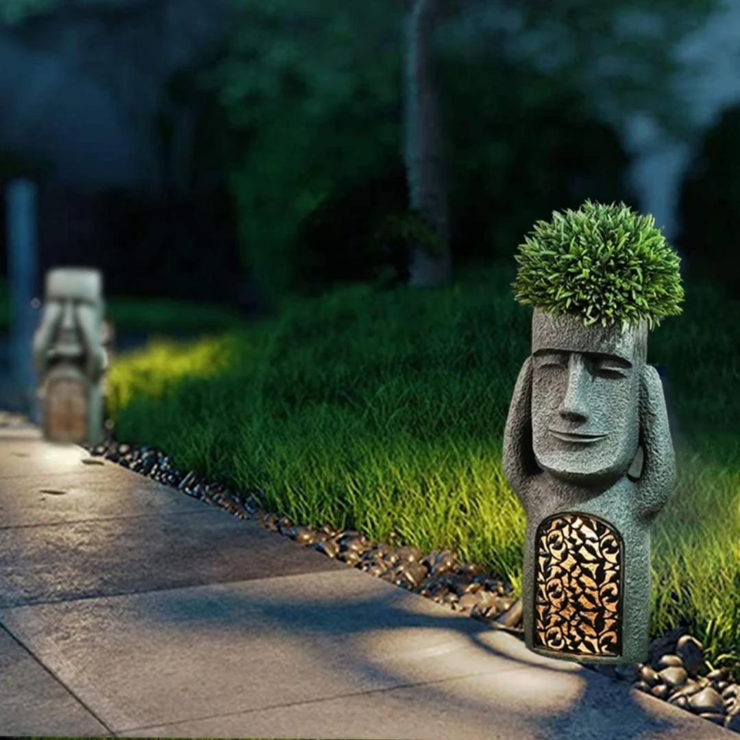 MoaiLight | Solar-Powered Moai Garden Lamps
