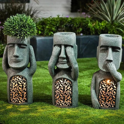 MoaiLight | Solar-Powered Moai Garden Lamps