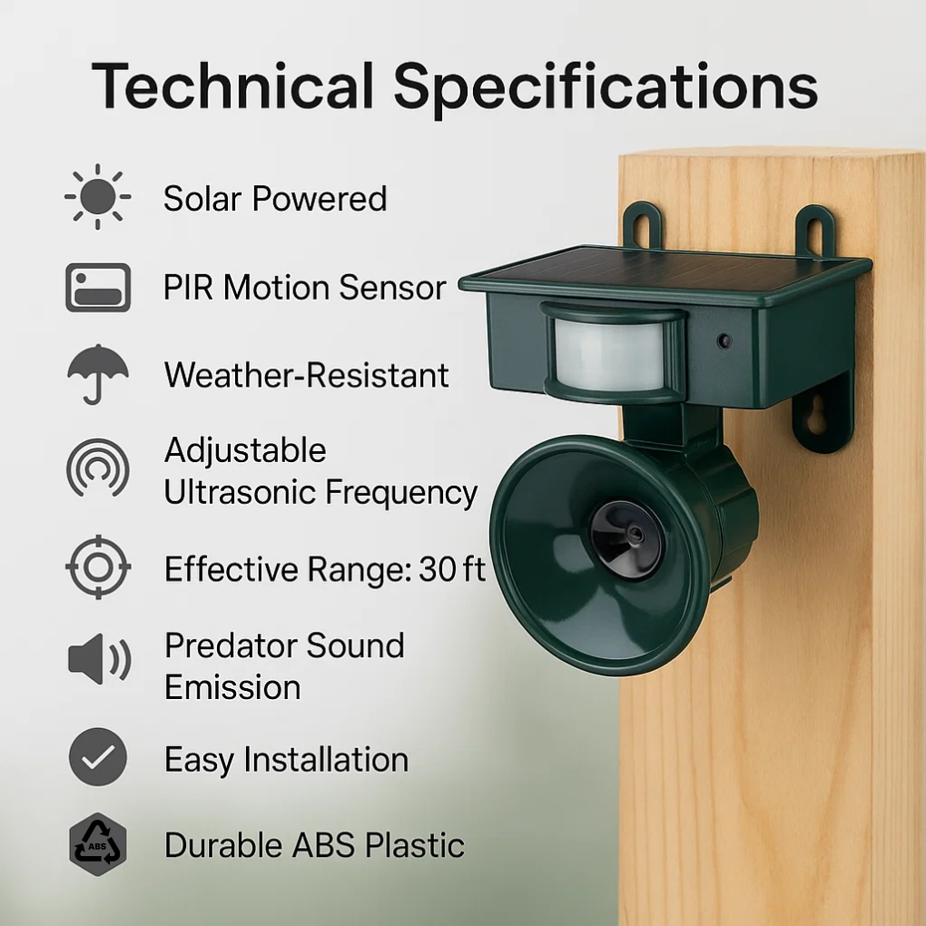 TerraGuard | Weatherproof bird repeller with PIR & solar energy