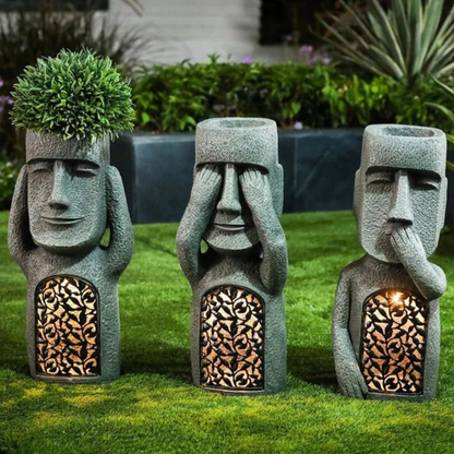MoaiLight | Solar-Powered Moai Garden Lamps