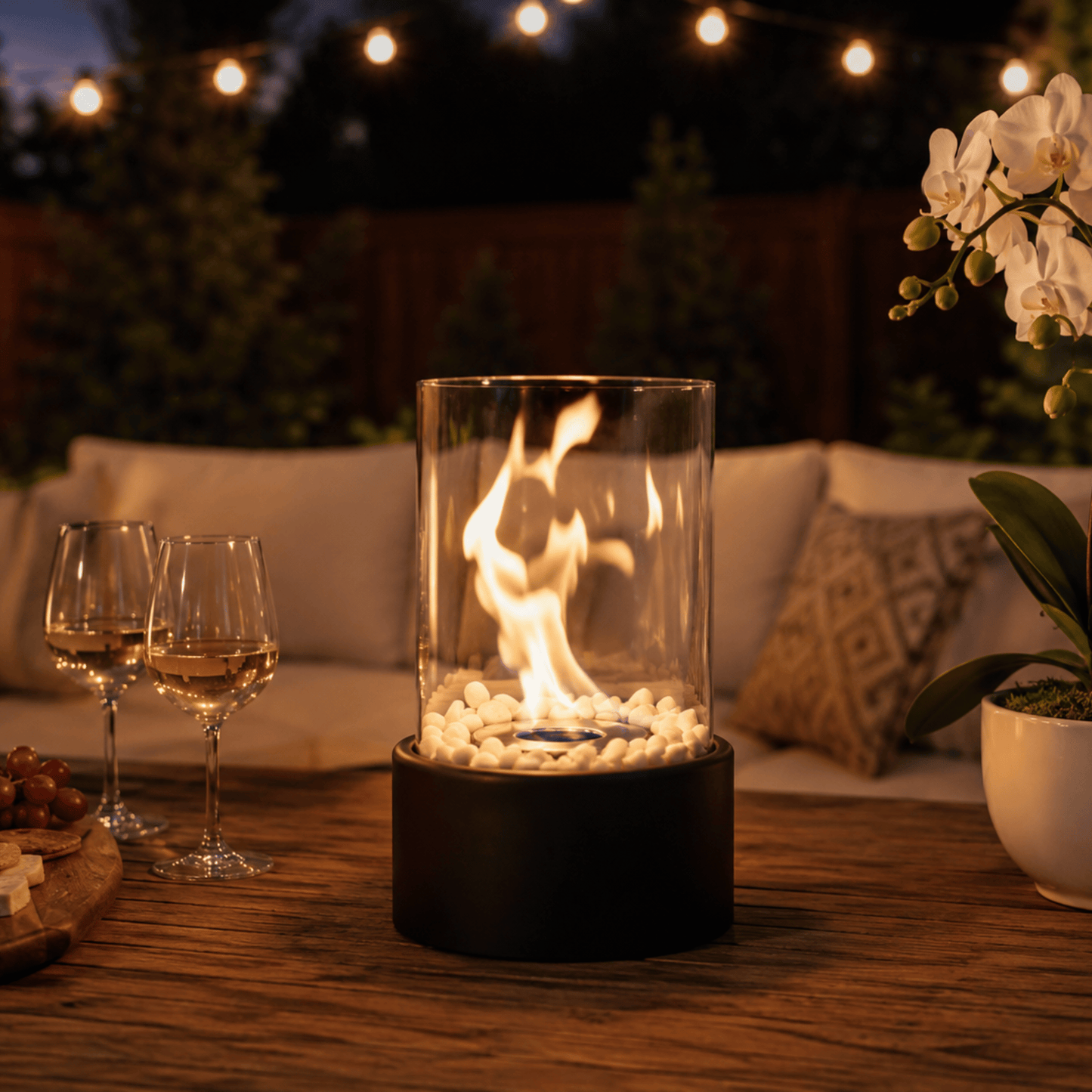 GlowEdge | Portable Glass Fireplace for Modern Indoor & Outdoor Ambience