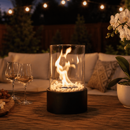 GlowEdge | Portable Glass Fireplace for Modern Indoor & Outdoor Ambience