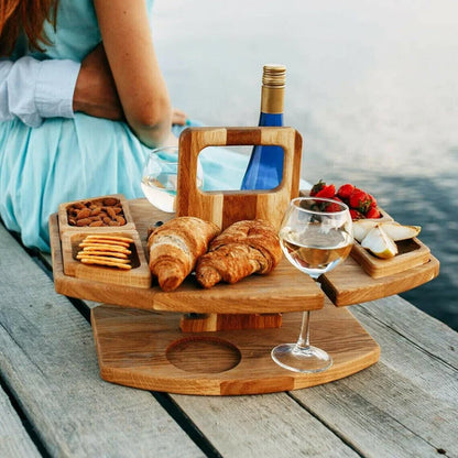 WineNest | Portable Wooden Picnic Wine Table