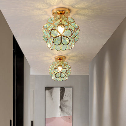 FleurLuxe | Floral Design Glass Ceiling Light for Hallway