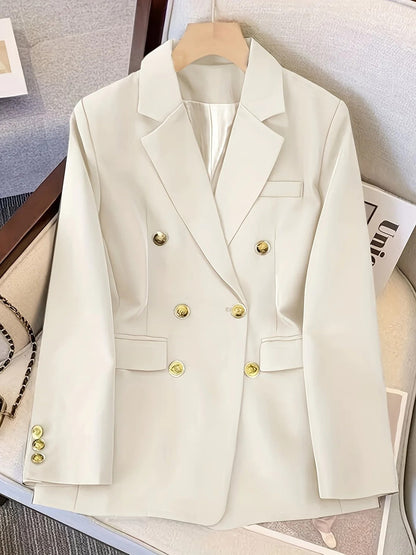 Variant image for Elegant Women's Slim Blazer with Golden Buttons for All Seasons-7