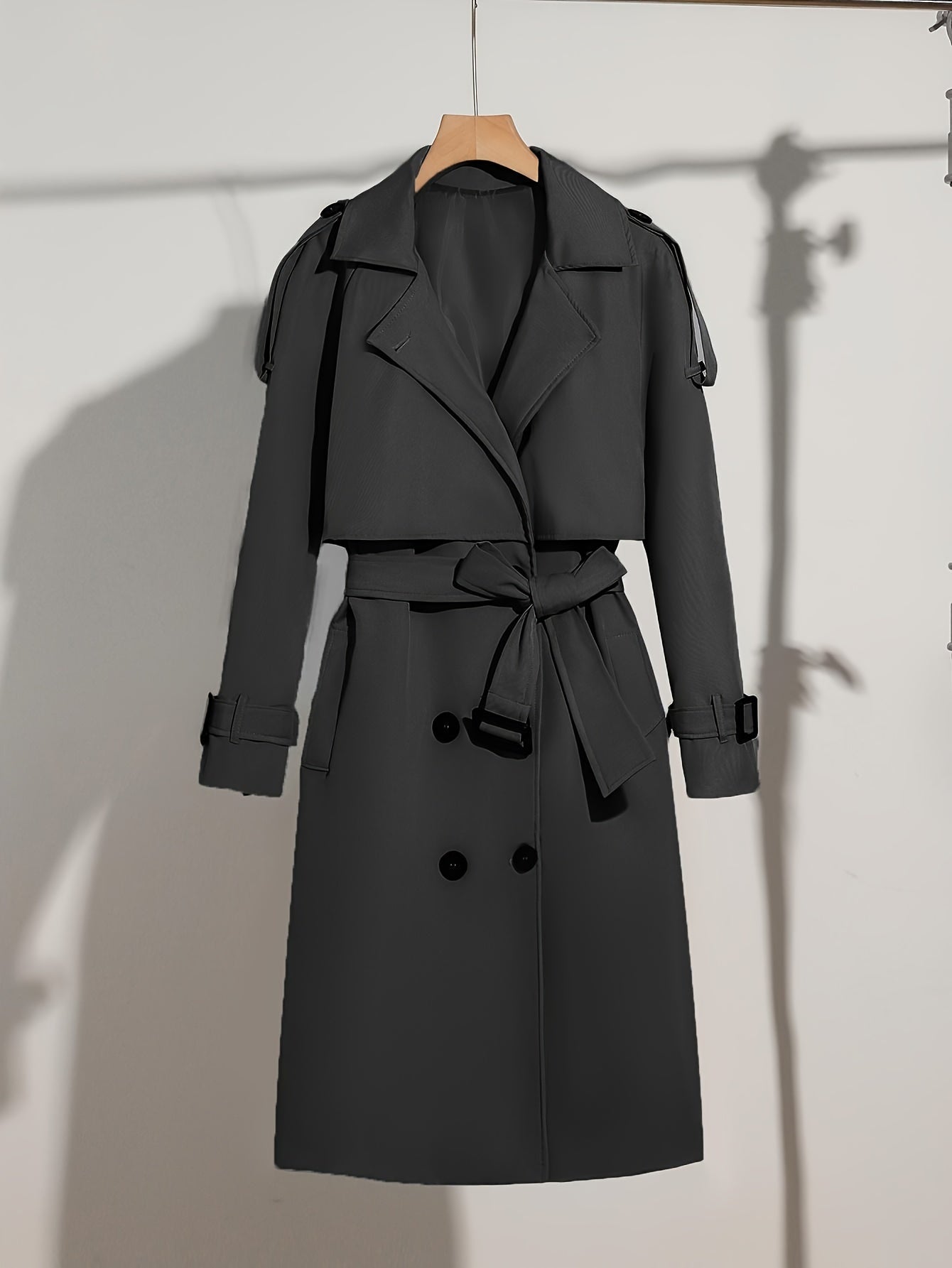 Elegant Plus Size Trench Coat for Women with Belted Design & Flattering Fit-2
