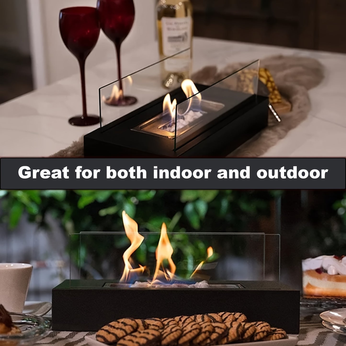 FlameRect | Traditional Rectangular Fireplace – Real Flames & Classic Style