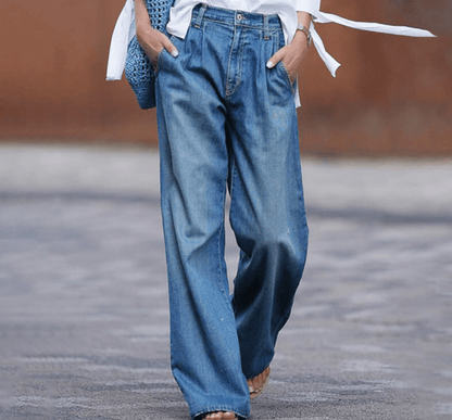 Lila Vintage Women's Wide Leg Baggy Jeans - Comfortable Relaxed Fit Denim-1