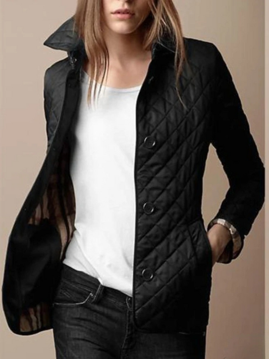 Cozy Women's Quilted Jacket with Elegant Turned-Down Collar - Winter Essential-1