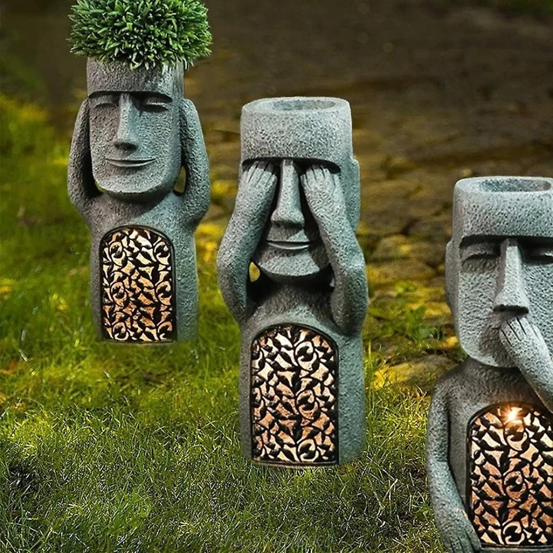 MoaiLight | Solar-Powered Moai Garden Lamps