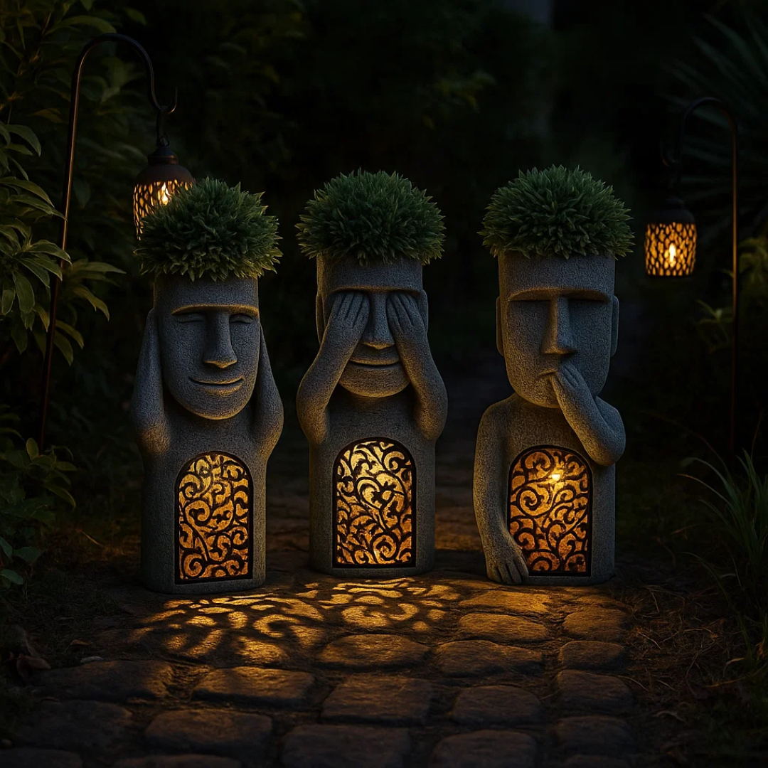 MoaiLight | Solar-Powered Moai Garden Lamps