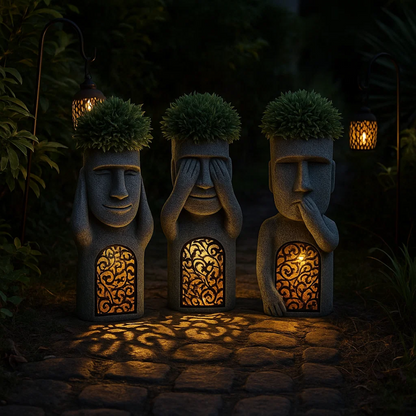 MoaiLight | Solar-Powered Moai Garden Lamps