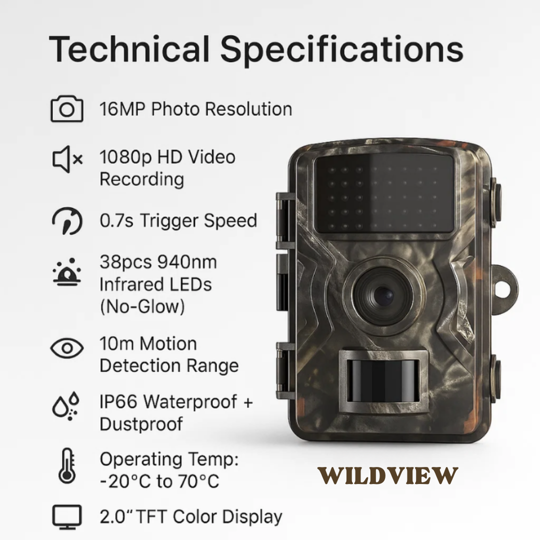 WildView | 16MP Night Vision Wildlife Camera with Motion Sensor