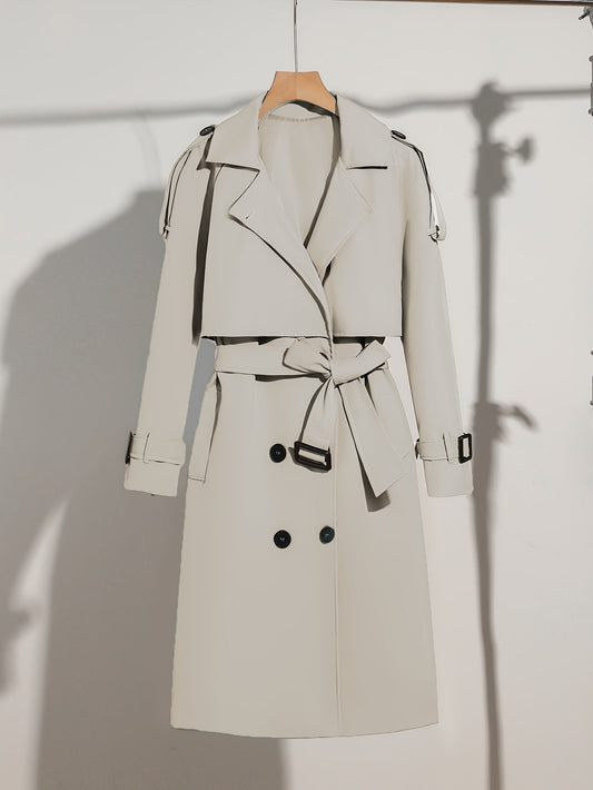 Elegant Plus Size Trench Coat for Women with Belted Design & Flattering Fit-1