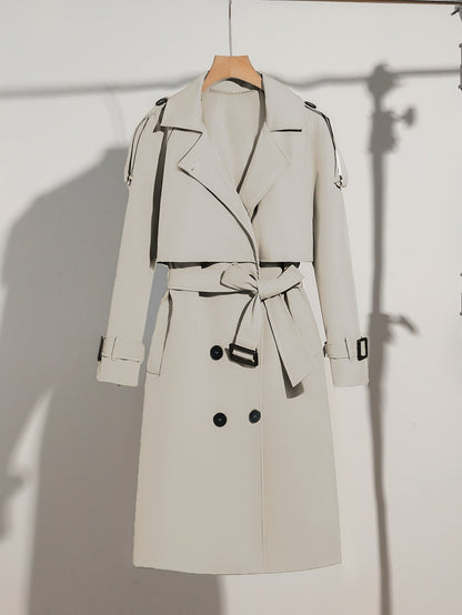 Variant image for Elegant Plus Size Trench Coat for Women with Belted Design & Flattering Fit-1