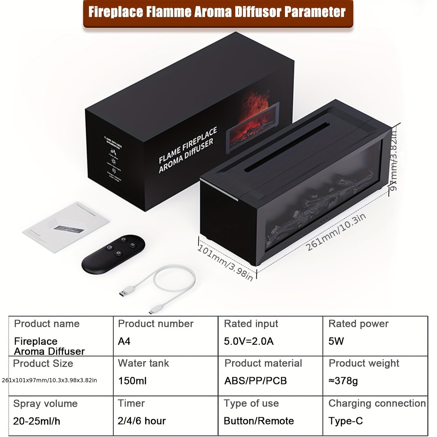 GlowHaven | USB Fireplace Humidifier – 7-Color Flame & Mist