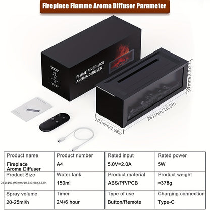 GlowHaven | USB Fireplace Humidifier – 7-Color Flame & Mist