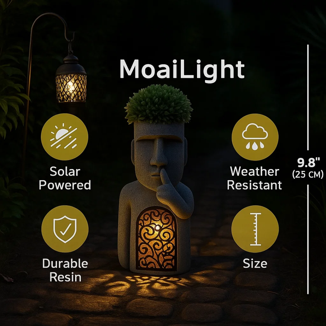 MoaiLight | Solar-Powered Moai Garden Lamps
