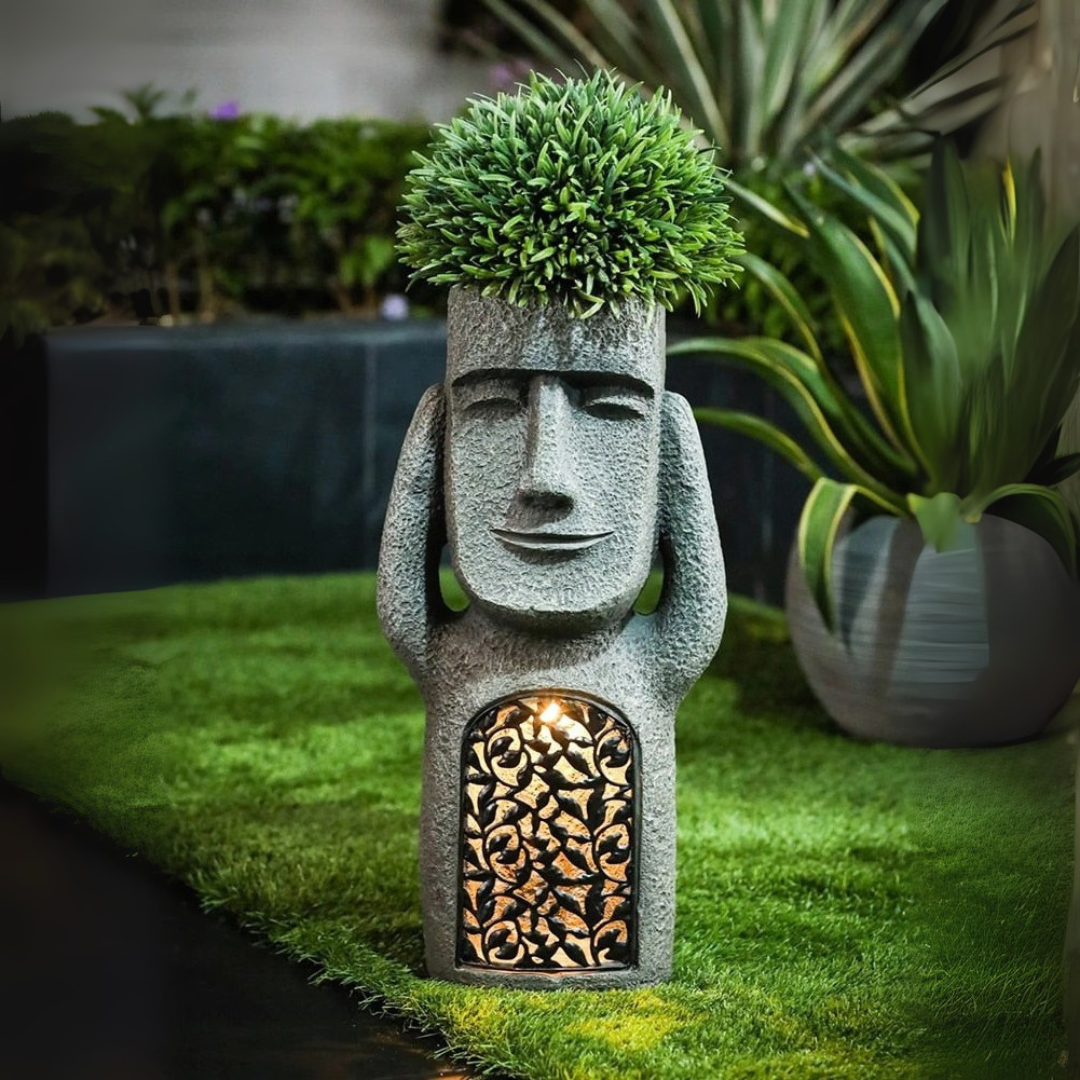 MoaiLight | Solar-Powered Moai Garden Lamps