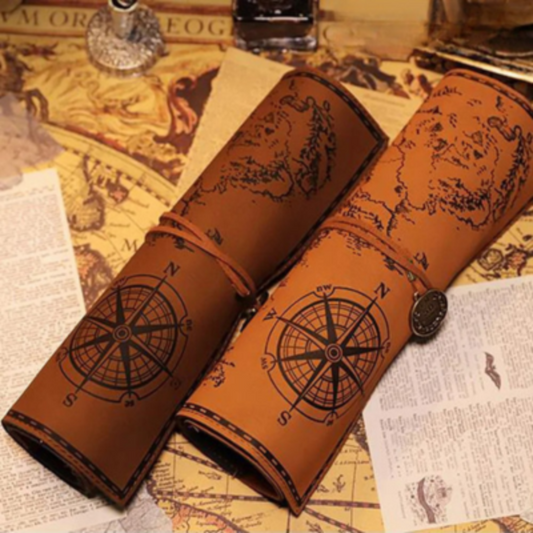 MapRoll | Vintage Leather Pencil Case