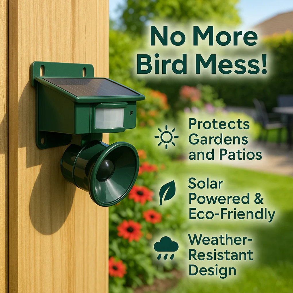 TerraGuard | Weatherproof bird repeller with PIR & solar energy