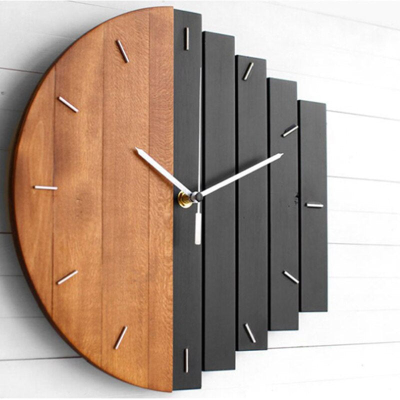 DualTone | Modern Wood Lines Clock