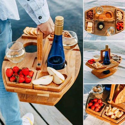 WineNest | Portable Wooden Picnic Wine Table